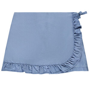 Falda corta lisa en Tencel con volantes para niña. 