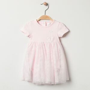 Vestido ceremonia manga corta y tul 