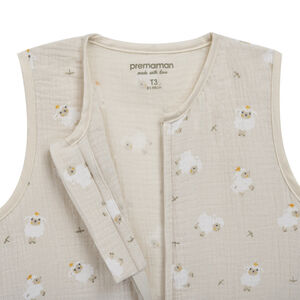 Saquito de dormir TOG 0.5 en gasa de algodón estampada de ovejas 18-36M La Vida en el Campo beige 