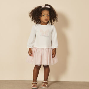 Conjunto de 2 piezas vestido de manga larga + diadema para bebé niña 