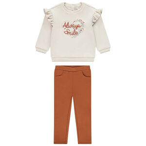 Conjunto sudadera de felpa con forro sherpa + pantalón jogging para bebé niña 