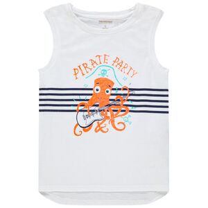 Camiseta sin mangas en algodón orgánico rayas print animal 