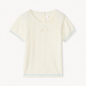 Jersey de manga corta de punto calado para bebé niña 