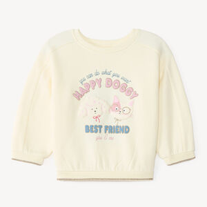 Sudadera de bebé niña oversize con estampado de perro y gato 