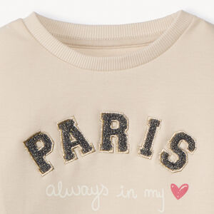 Sweat molleton uni avec broderie loop pailleté pour fille   Main Sweat molleton uni avec broderie loop pailleté pour fille