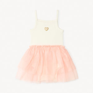 Vestido 2 en 1 con tutú y estampado de corazón para niña bebé. 