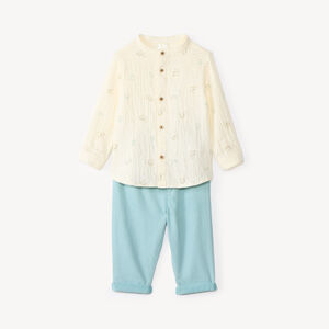 Conjunto de 2 piezas de camisa y pantalón para bebé niño con estampados de dinosaurios. 