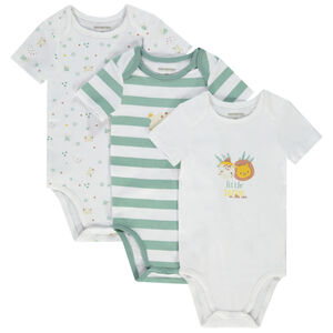 Pack de 3 bodies de manga corta en jersey estampado safari para bebé niño 