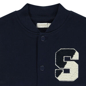 Chaqueta de felpa bordada con cuello Teddy efecto colorblock para niño  Main Chaqueta de felpa bordada con cuello Teddy efecto colorblock para niño