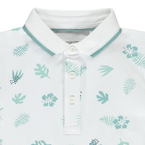 Polo de manga corta con estampado de hojas para niño 