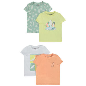 Pack de 4 camisetas manga corta fantasía para bebé niño 