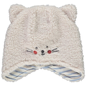 Bonnet en sherpa moutonné broderies chat pour bébé garçon Main Bonnet en sherpa moutonné broderies chat pour bébé garçon