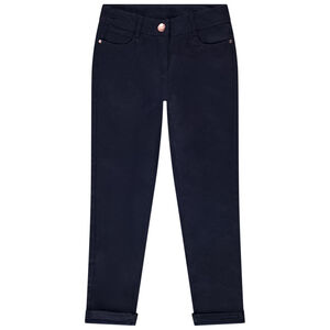 Pantalón slim en sarga lisa para niña 