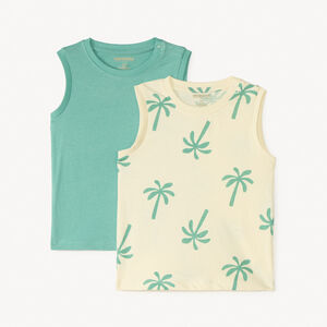 Pack de 2 camisetas sin mangas de palmeras para bebé niño 