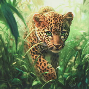 Camiseta de manga corta con estampado fotográfico de leopardo niño 