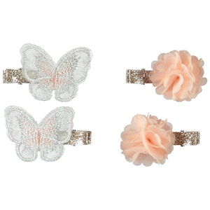 Set de 4 clips mariposa y flores para niña  Main Set de 4 clips mariposa y flores para niña