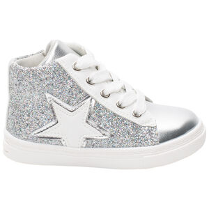 Botines plateados brillantes con cordones y cremallera para bebé niña  Main Botines plateados brillantes con cordones y cremallera para bebé niña
