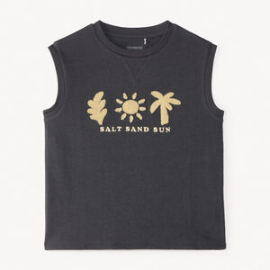 Camiseta sin mangas de rizo con estampado de sol para niño 