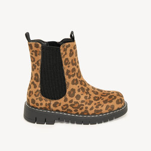 Bottines fille zippées à imprimé léopard 