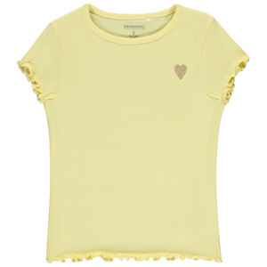 Camiseta de manga corta de punto acanalado con corazón bordado para niña  Main Camiseta de manga corta de punto acanalado con corazón bordado para niña