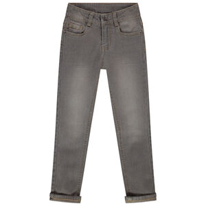 Jean skinny effet used à texte en relief Main Jean skinny effet used à texte en relief