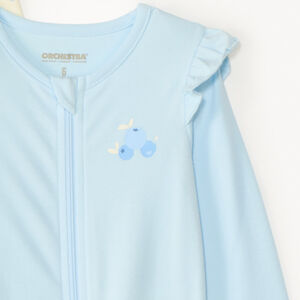 Conjunto de 2 pijamas de jersey con cremallera frontal y estampado de arándanos niña bebé. 