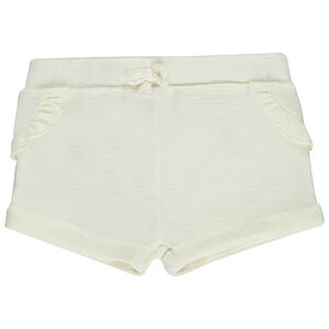 Short liso de rizo con volantes y lazo para bebé niña 