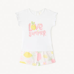 Conjunto de 2 piezas camiseta + short con estampado de frutas para niña bebé 