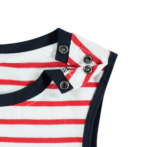 Camiseta sin mangas en algodón orgánico rayas Smiley Baby 