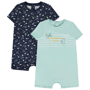 Lote de 2 monos cortos con motivos de fantasía para bebé niño 