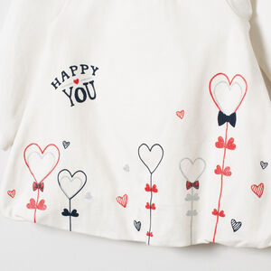 Túnica de manga larga con estampado de corazones en algodón  Main Túnica de manga larga con estampado de corazones en algodón