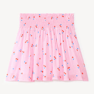 Falda de patinadora con smock y estampado de cerezas para niña 