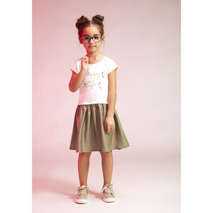 Robe bi-matière effet 2 en 1 avec message en sequin pour fille 