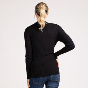Jersey de punto acanalado con cuello alto para mujer 