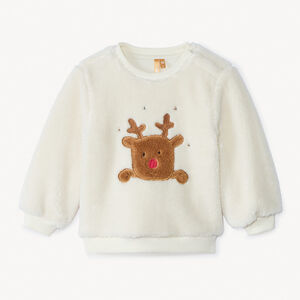 Sudadera sherpa con parche de reno navideño para bebé niño 