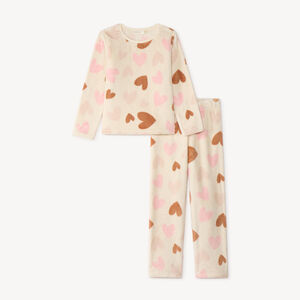 Pyjama 2 pièces fille en sherpa imprimé cœurs 
