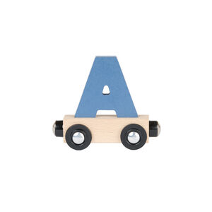 Wagon de madera letra "A" - azul 