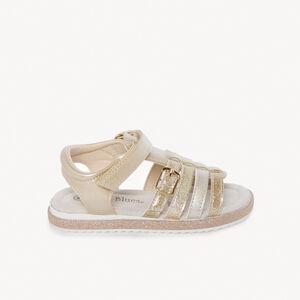 Sandalias doradas con lentejuelas y hebilla niña 