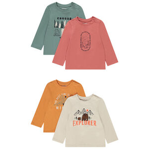 Lot de 4 t-shirts manches longues prints fantaisie pour bébé garçon 