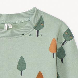 Sudadera oversize de felpa con estampado de árboles para bebé niño 