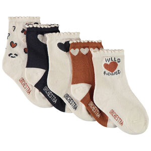 Lote de 5 pares de calcetines con corazones fantásticos para niña  Main Lote de 5 pares de calcetines con corazones fantásticos para niña