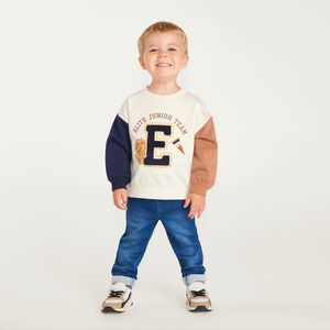 Sudadera oversize bicolor para bebé niño estilo campus 