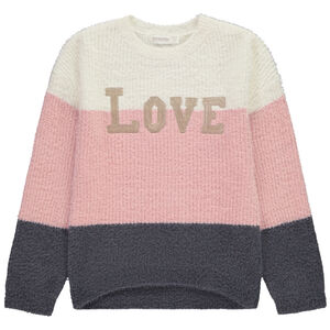 Suéter de punto suave con efecto colorblock y lentejuelas niña 