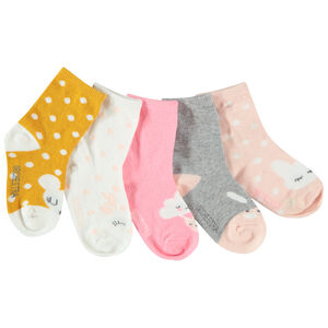 Pack de 5 pares de calcetines cortos con lunares y colores surtidos. 