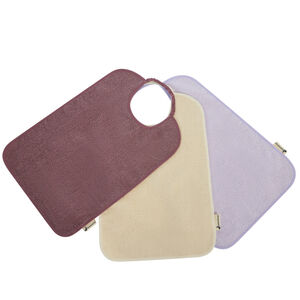 Lote de 3 baberos de toalla con cuello elástico en color violeta 