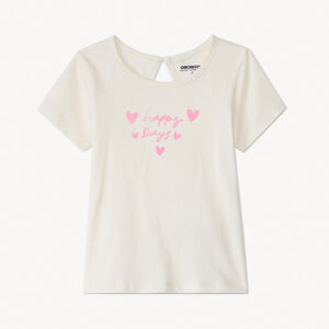 Camiseta de manga corta estampada con corazones para niña 