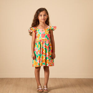 Robe manches courtes imprimé fleurs plates pour fille 