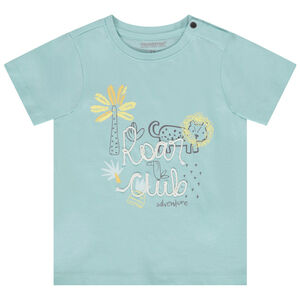 Camiseta de jersey con estampado animal y mensaje en relieve para bebé niño 