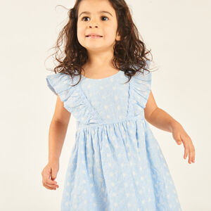 Vestido de tirantes con volantes de bordado inglés para bebé niña 