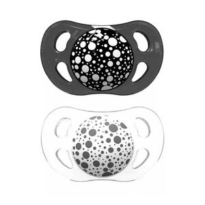 Lot de 2 sucettes en silicone 0-6 mois - Noir/Blanc 